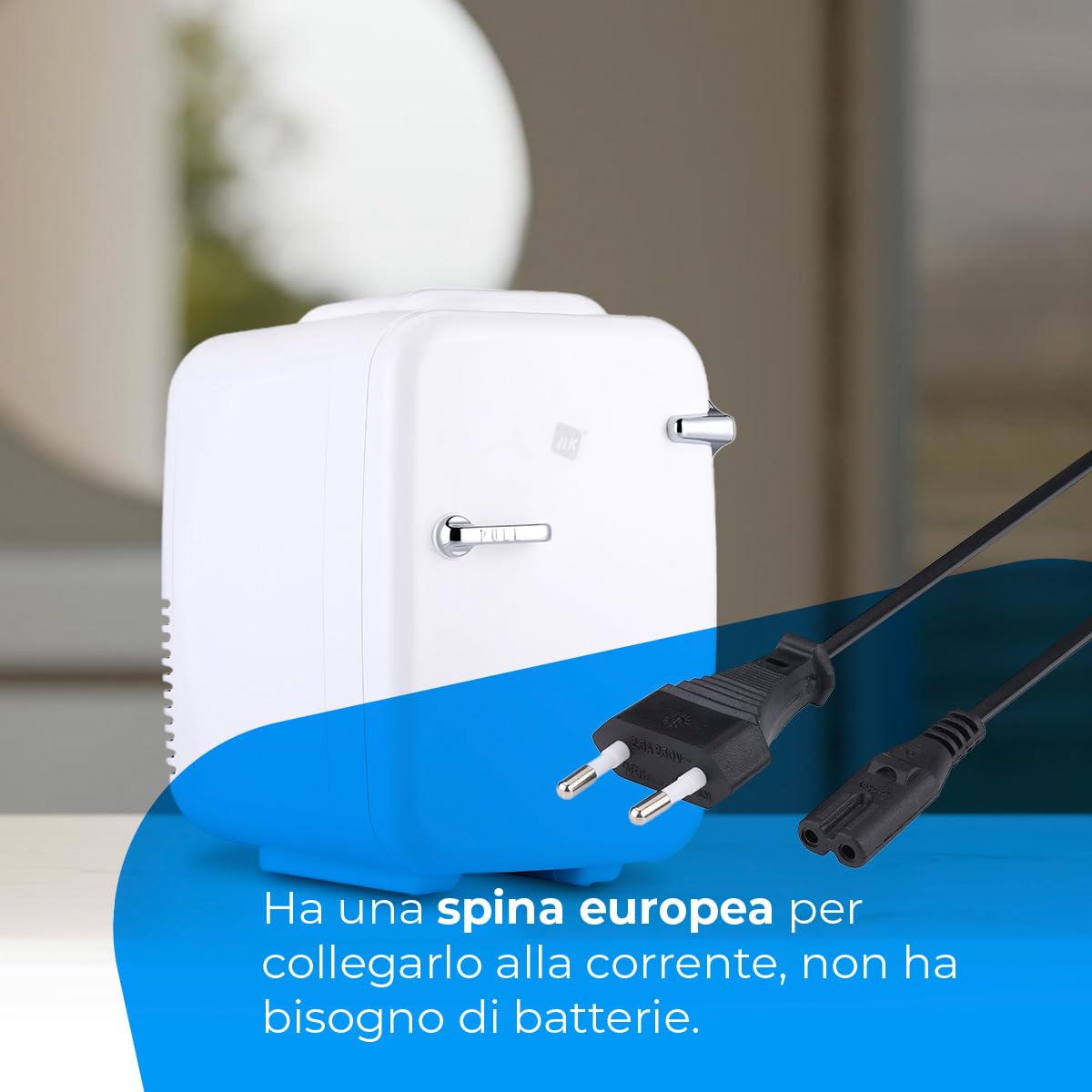 NK Casa e Cucina Mini Frigorifero Portatile 4L Bianco Caldo-Freddo