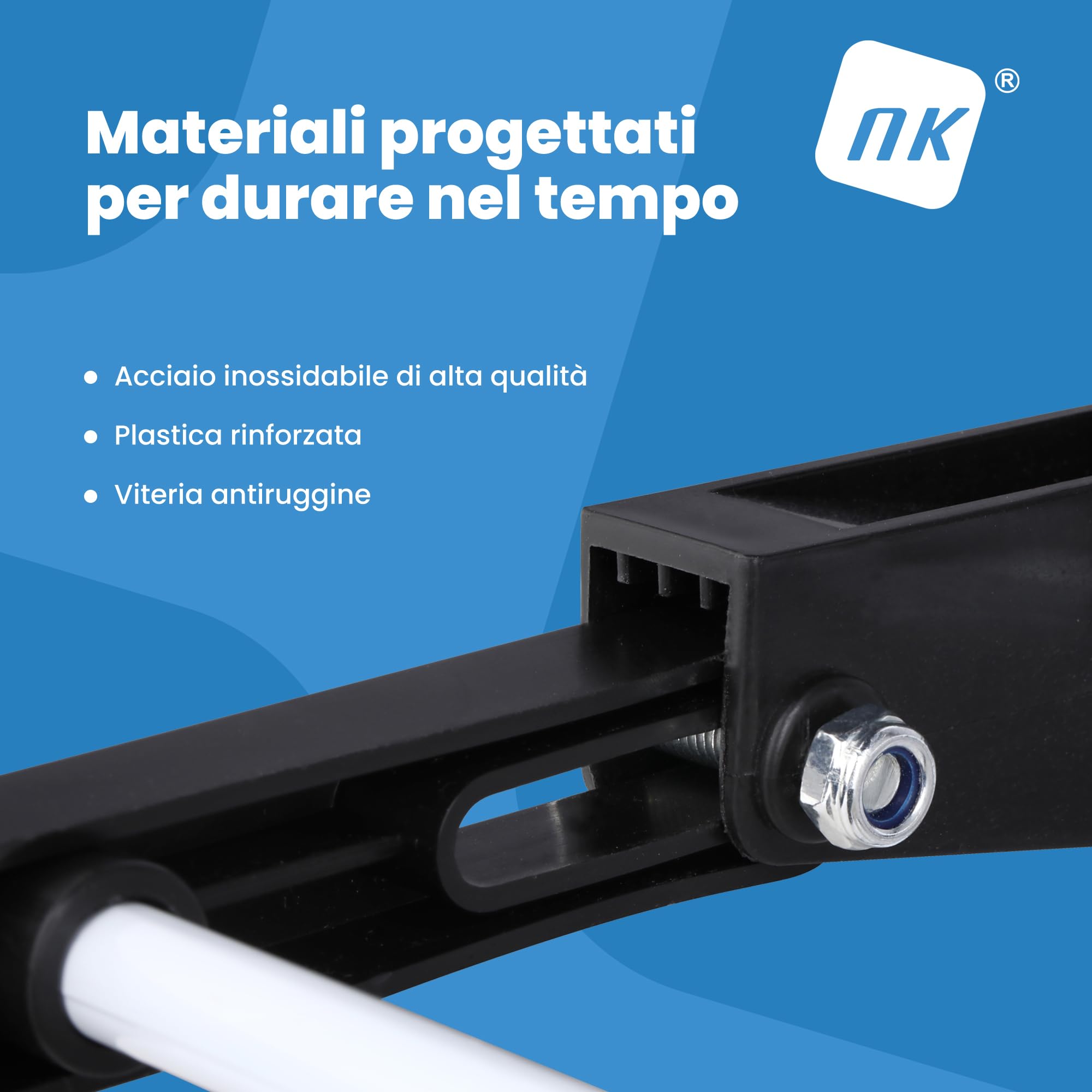 NK Stendino Verticale 4 Livelli Nero Bianco 19 m con Ruote