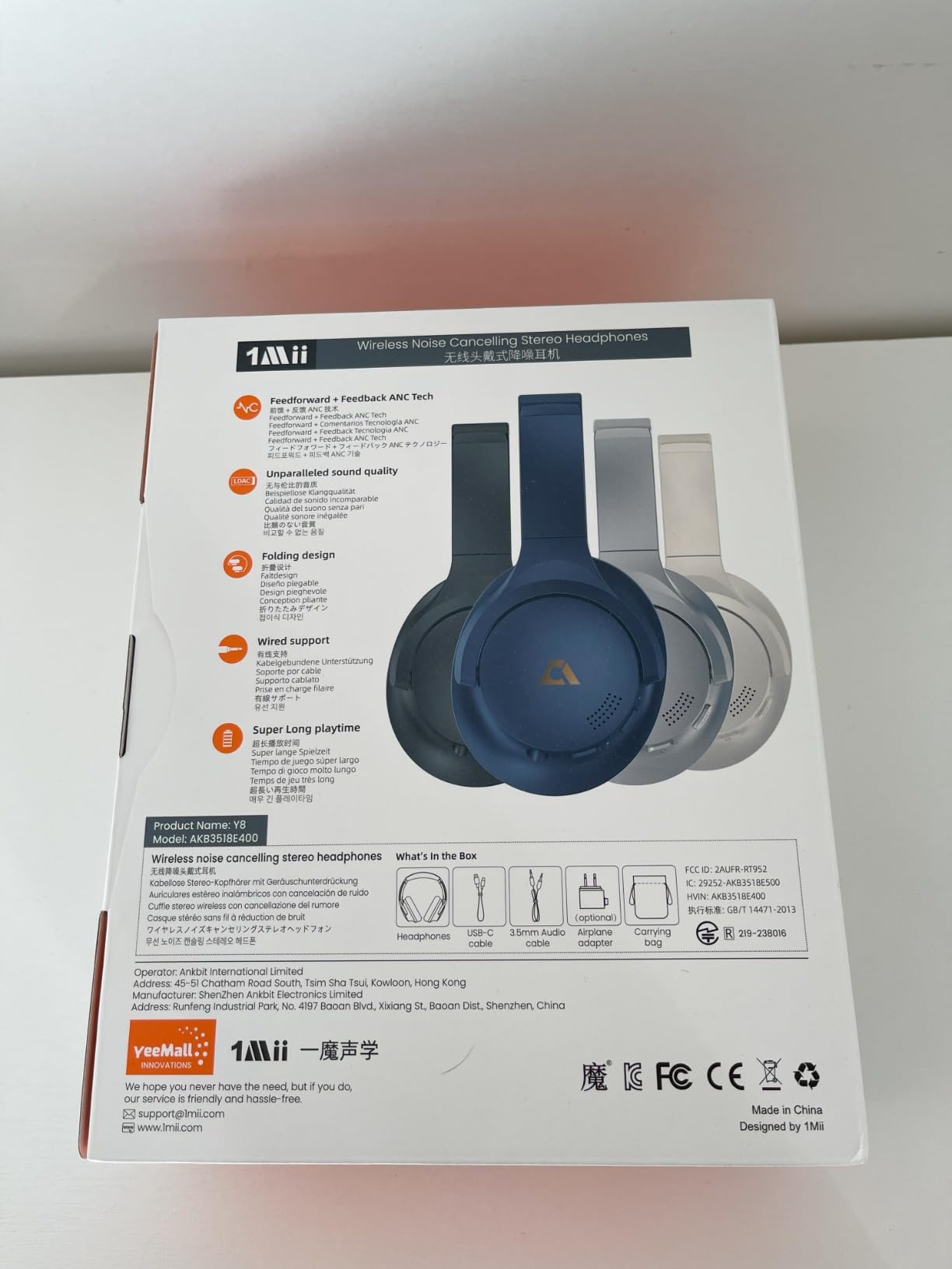 1Mii Y8 cuffie bluetooth ANC LDAC over-ear 100 ore nere