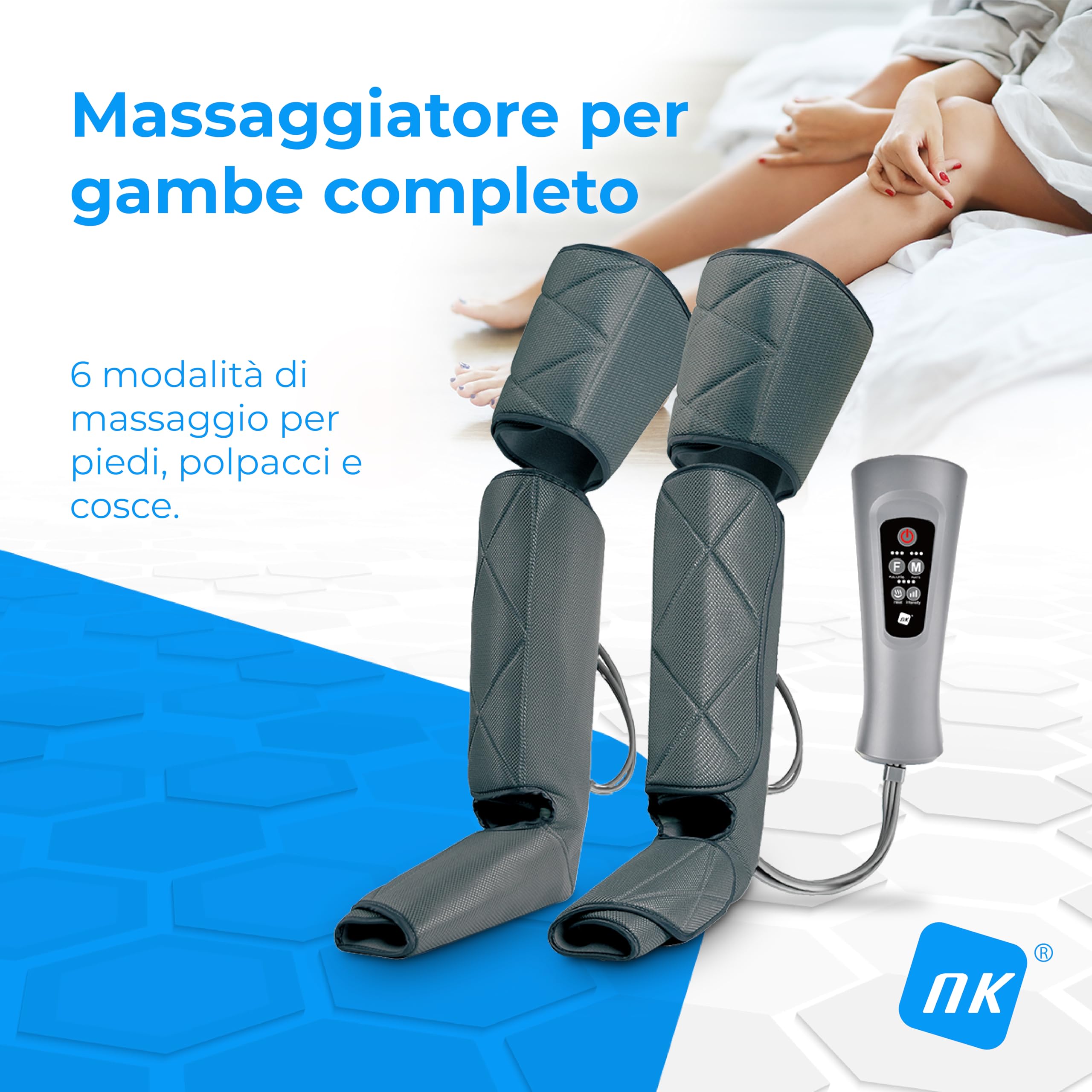 NK Massaggiatore Gambe Compressione Aria Calore 6 Modalità