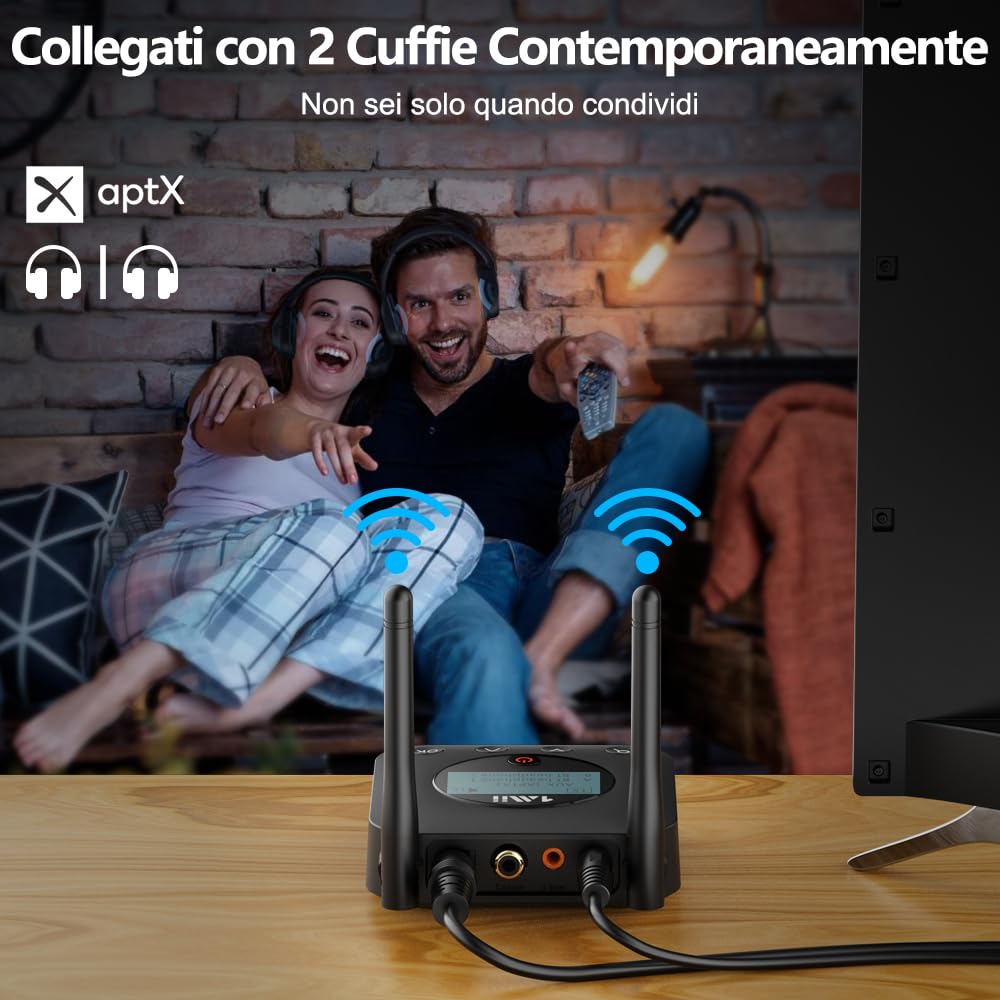 1Mii B06TX+ Trasmettitore Bluetooth TV 5.2 aptX 2 Cuffie Ottico