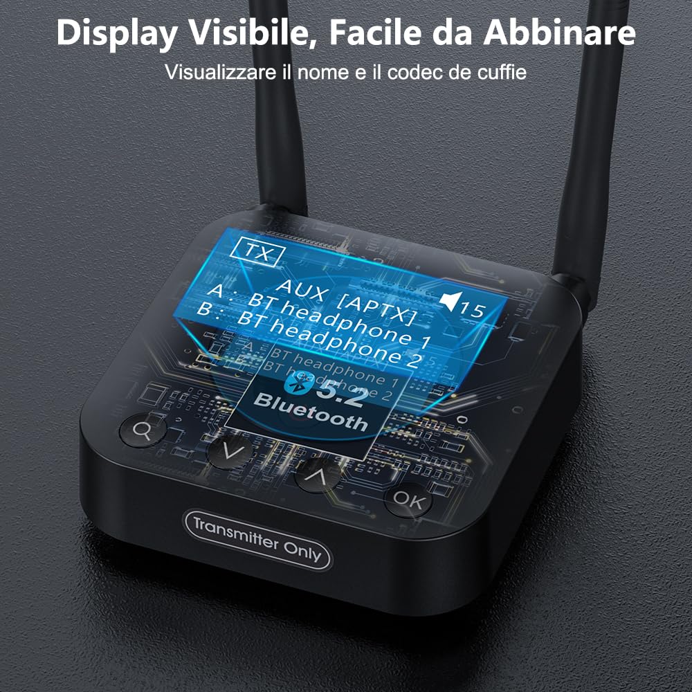 1Mii B06TX+ Trasmettitore Bluetooth TV 5.2 aptX 2 Cuffie Ottico