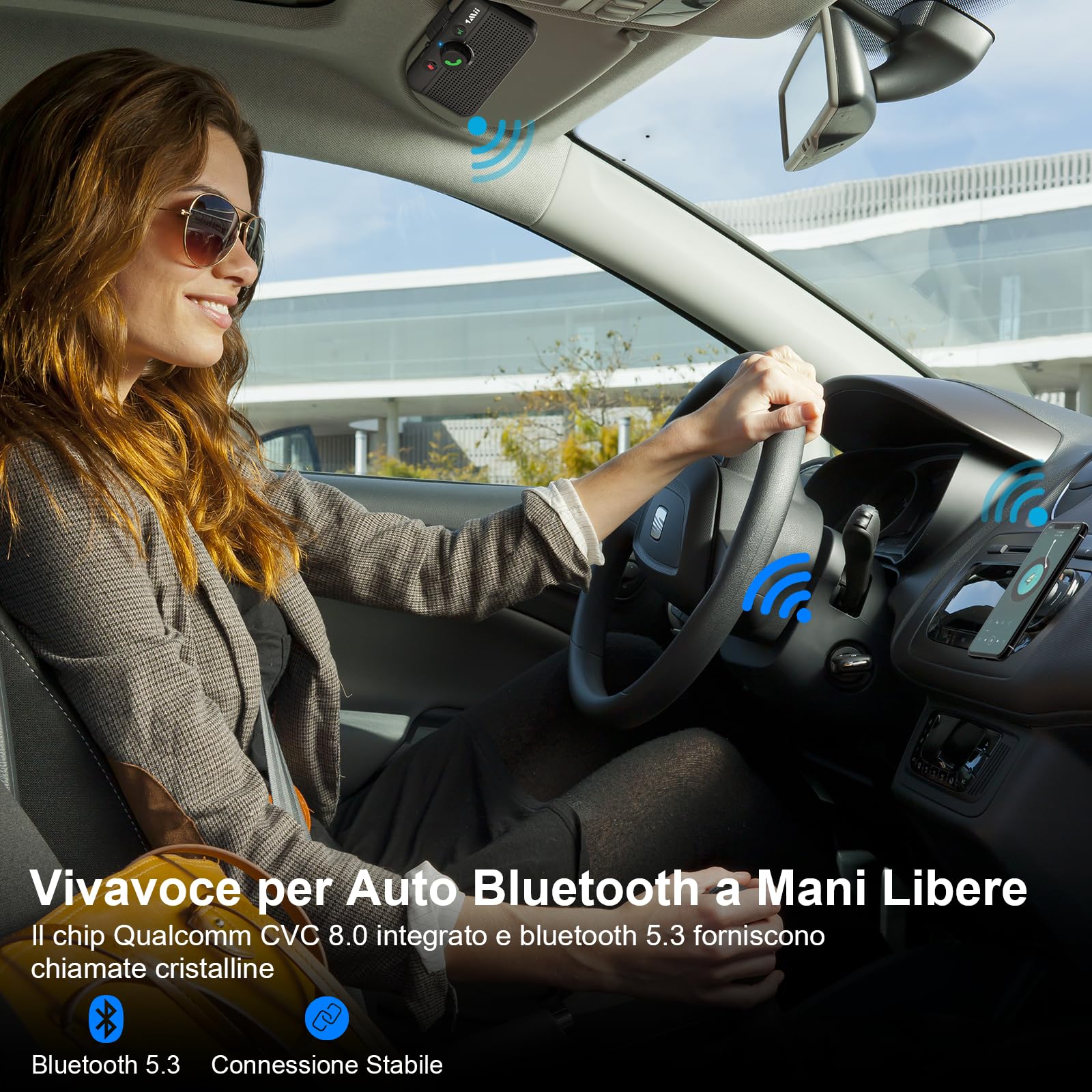 1Mii MK02 Vivavoce Auto Bluetooth 5.3 Altoparlante 3W