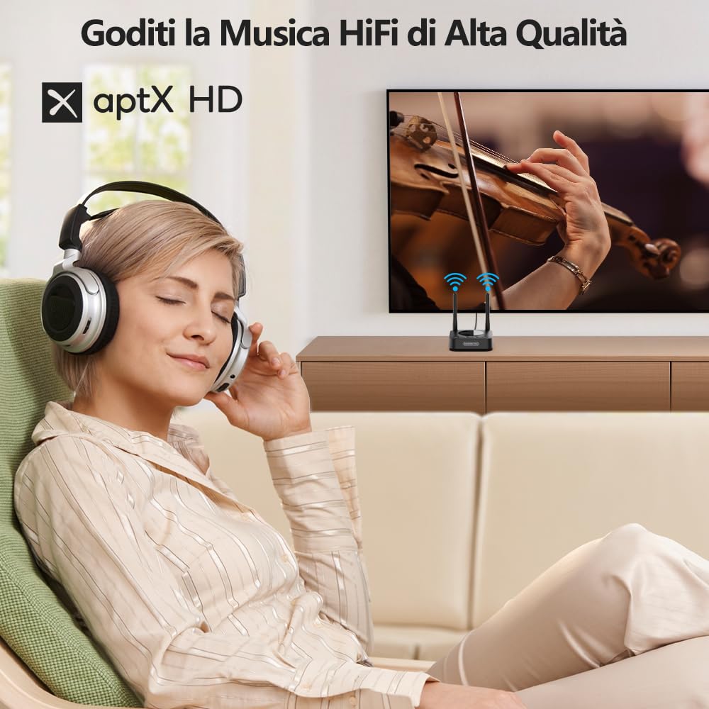1Mii B06TX+ Trasmettitore Bluetooth TV 5.2 aptX 2 Cuffie Ottico