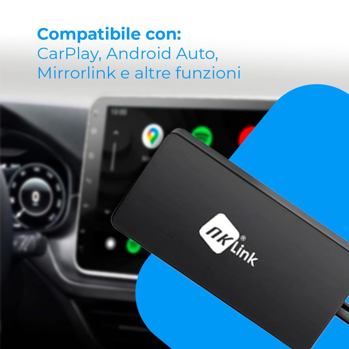 NK NK-LINKAND adattatore wireless CarPlay Android Auto blu