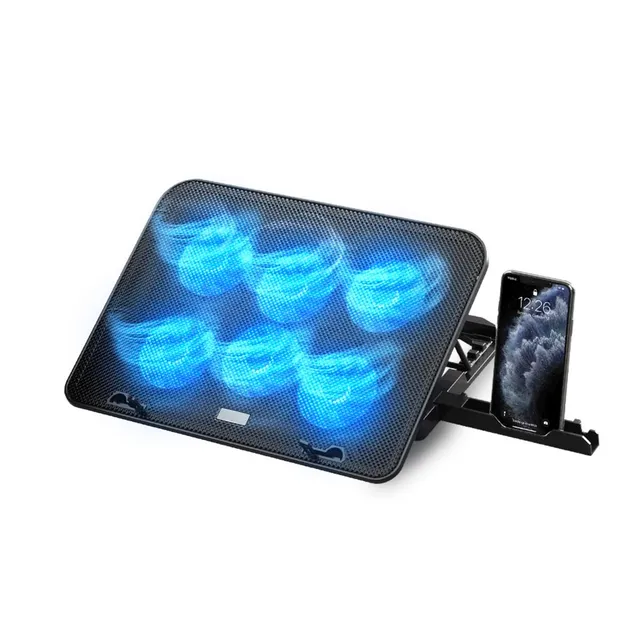 NK PC e Giochi Base Raffreddamento Laptop 6 Ventole LED Blu Nero
