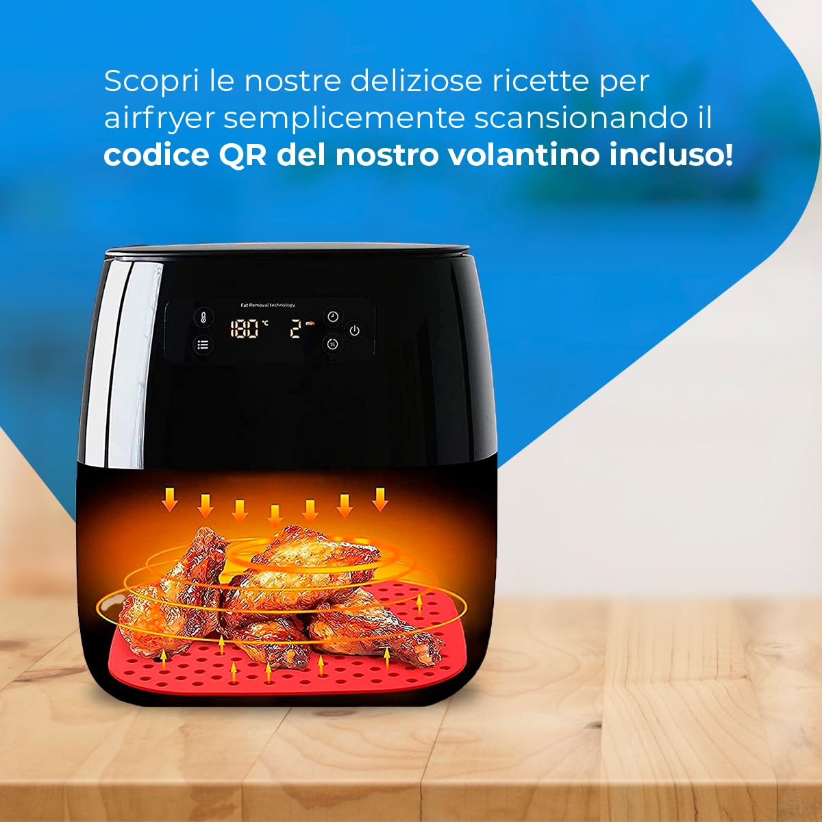 NK tappetino friggitrice ad aria quadrato 19cm 2x silicone