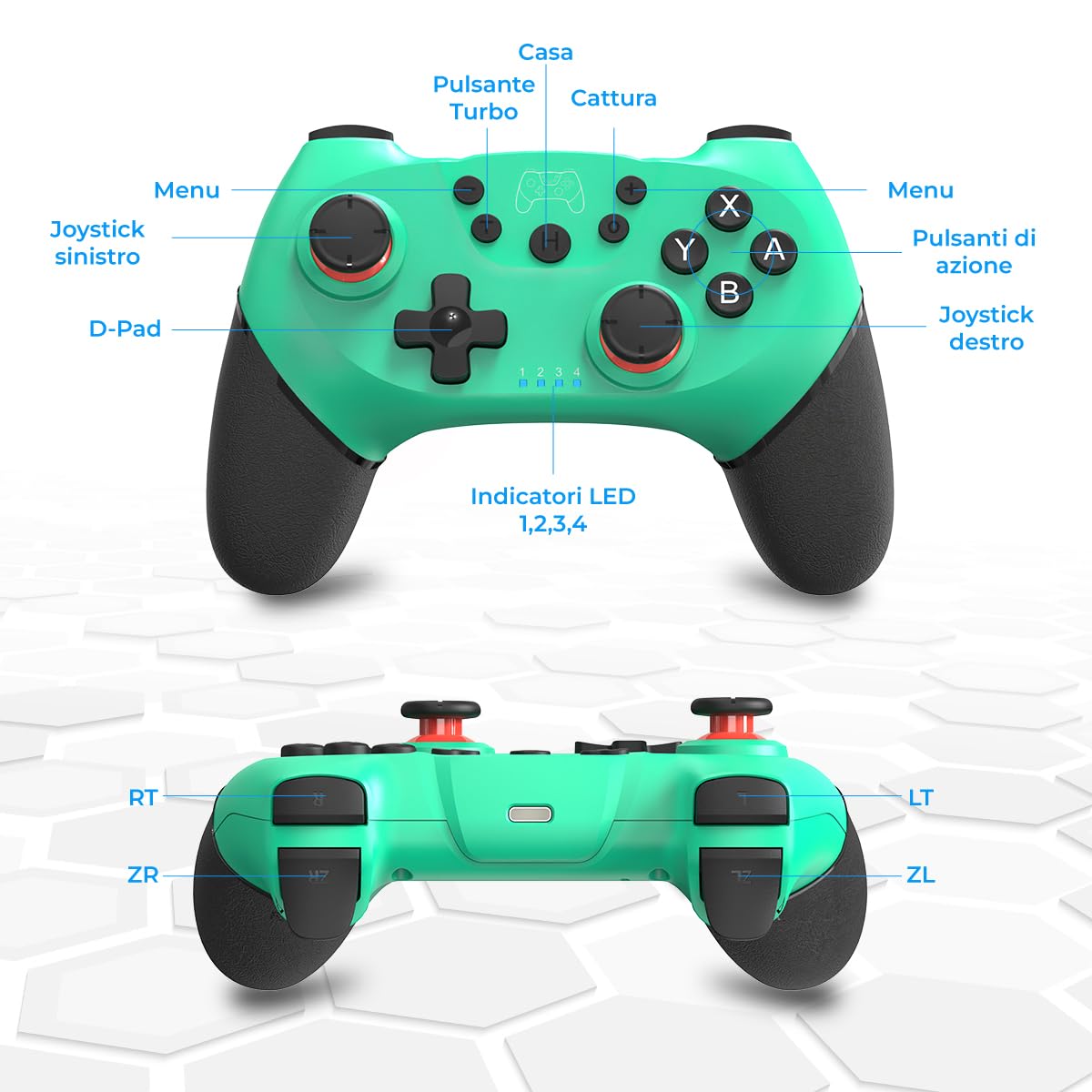 NK controller Switch wireless blu turbo vibrazione 6 assi