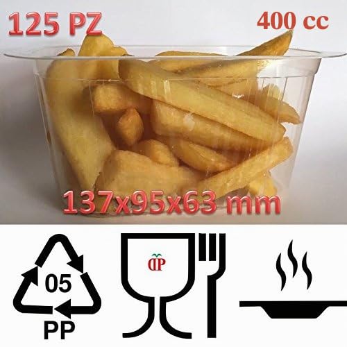 NK Vaschette Patatine Plastica PP 400cc 125 Pezzi