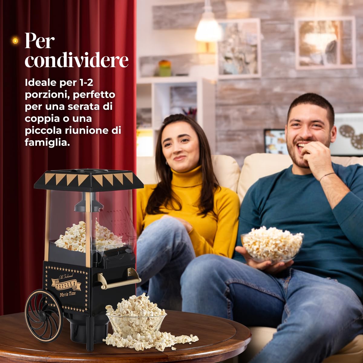 NK Macchina Popcorn Aria Calda 1200W Nero 0,3L