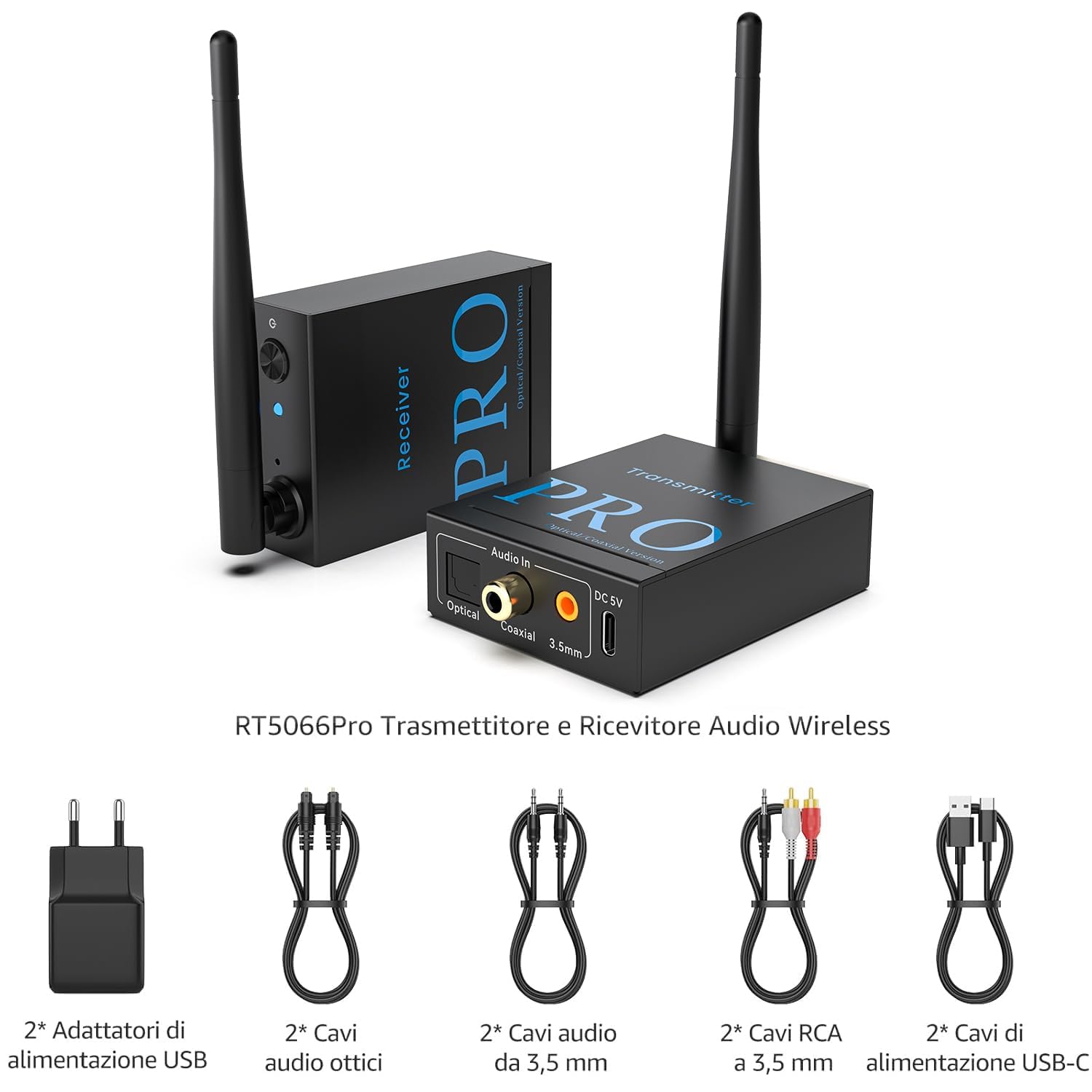 1Mii 2.4G Set trasmettitore ricevitore audio 100 m