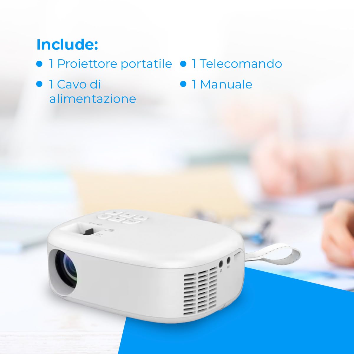 NK PC e Giochi Mini Proiettore 1080P 6500 Lumen Bianco