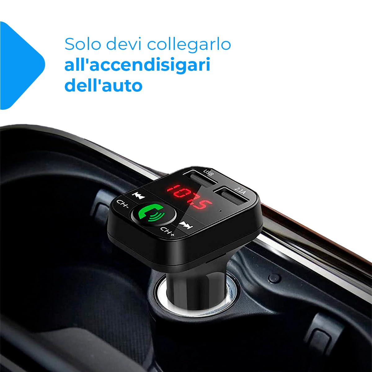 NK Automobile Trasmettitore FM Bluetooth Auto Doppia USB