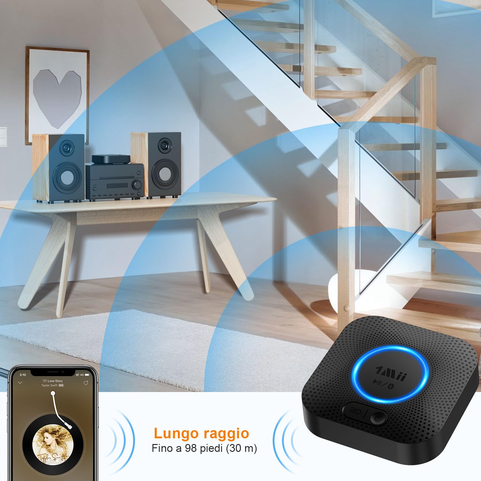 1Mii B06 Plus Ricevitore Bluetooth aptX HD 50m