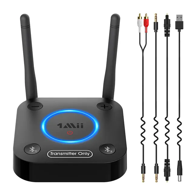 1Mii Trasmettitore Bluetooth TV 5.2 aptX Bassa Latenza 2 Cuffie