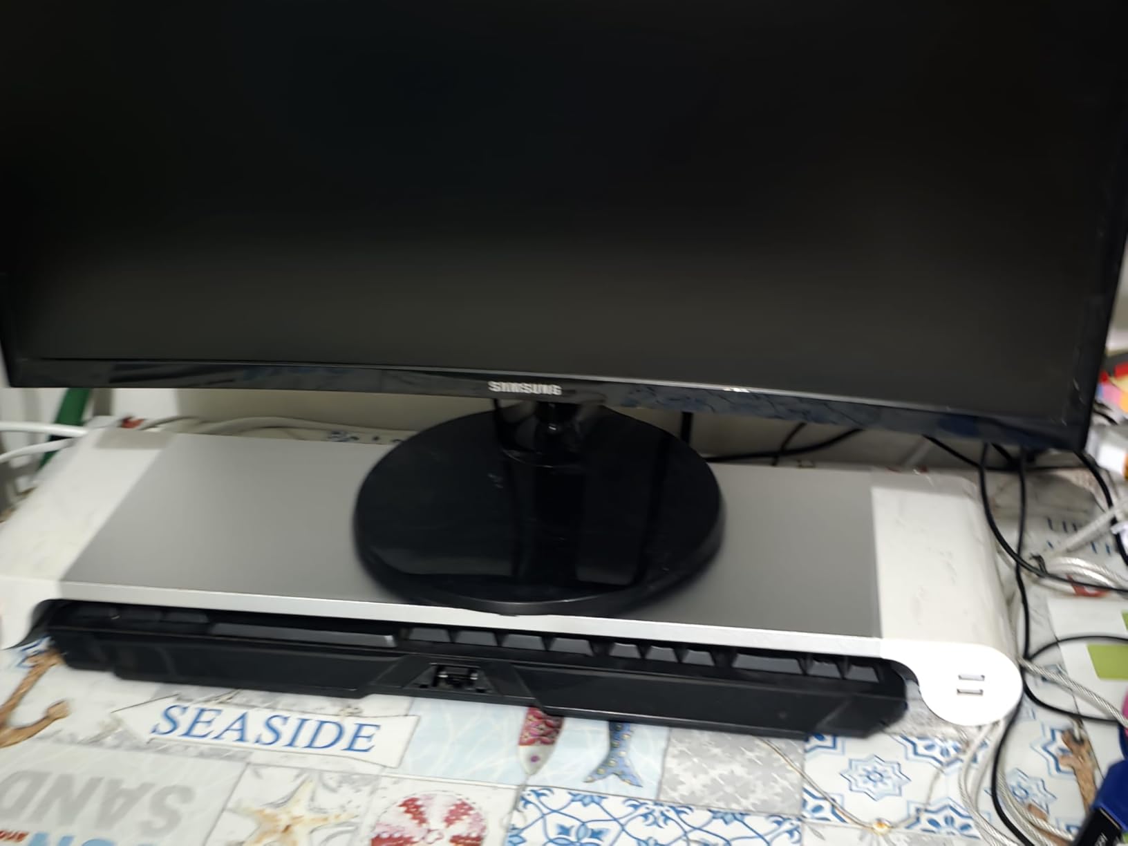 NK Supporto Monitor Alluminio USB 4 Porte 22W Argento