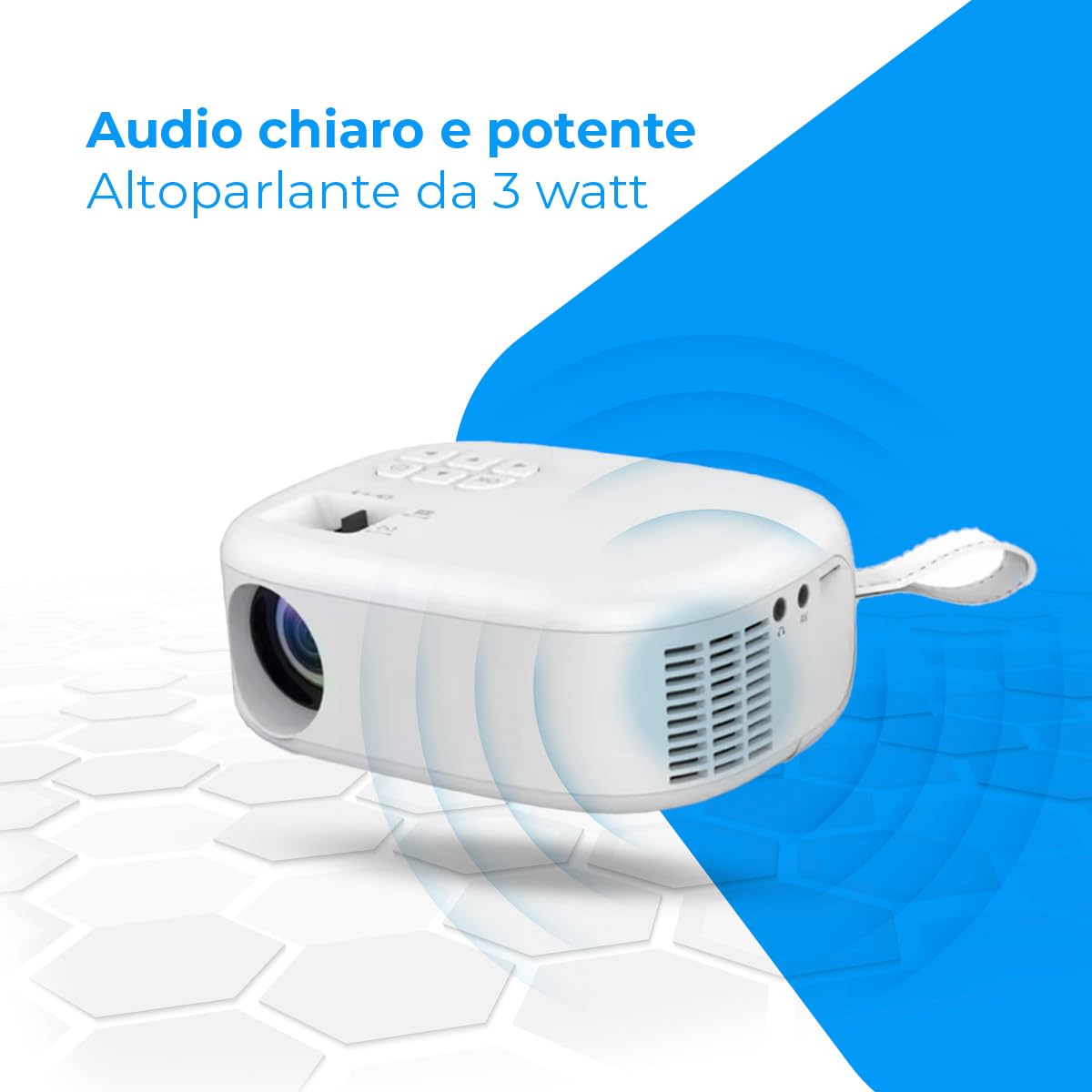 NK PC e Giochi Mini Proiettore 1080P 6500 Lumen Bianco