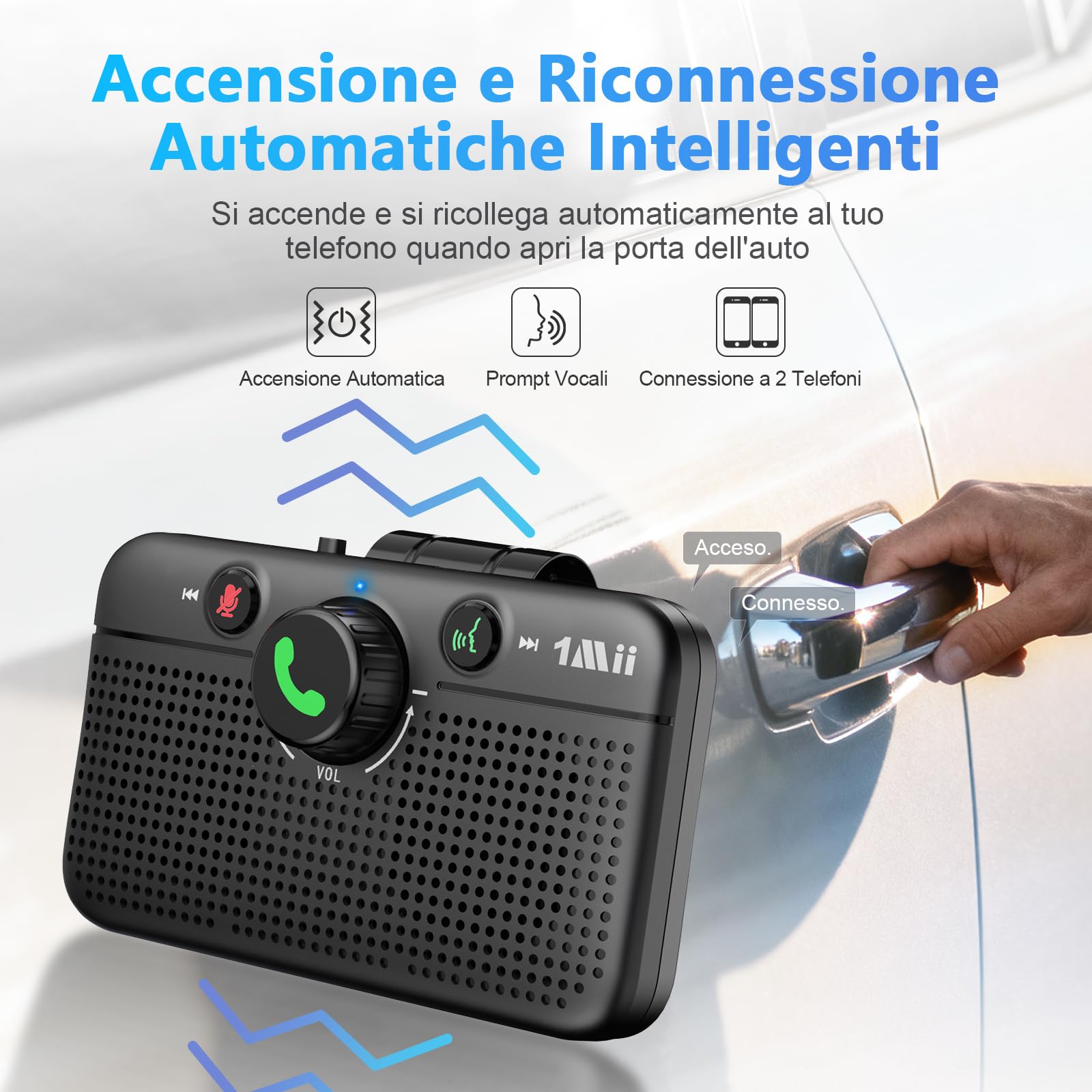 1Mii CarEcho MK02 Vivavoce Auto Bluetooth 5W 35 Ore