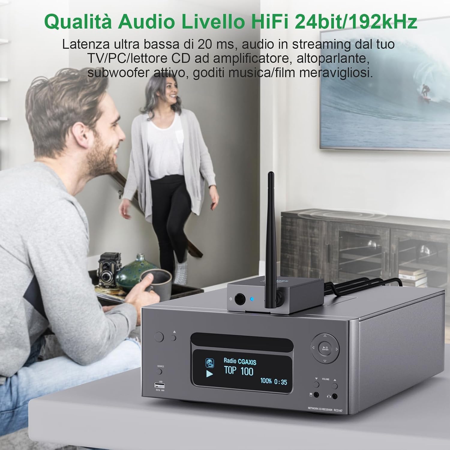1Mii 2.4G Trasmettitore Ricevitore Audio Wireless 1TX+2RX 100m