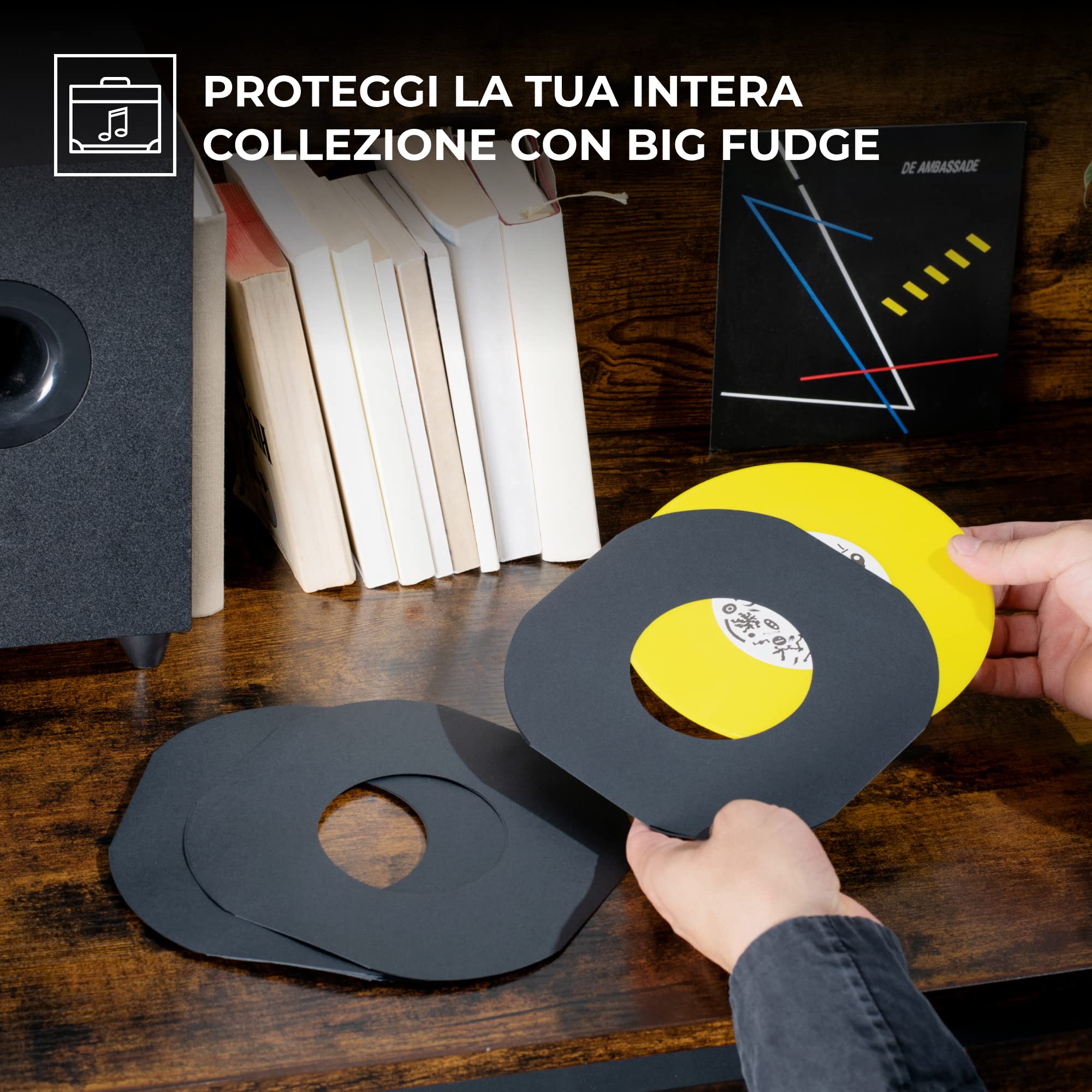 Big Fudge Record Jackets buste interne 7" 50x nere carta senza acidi