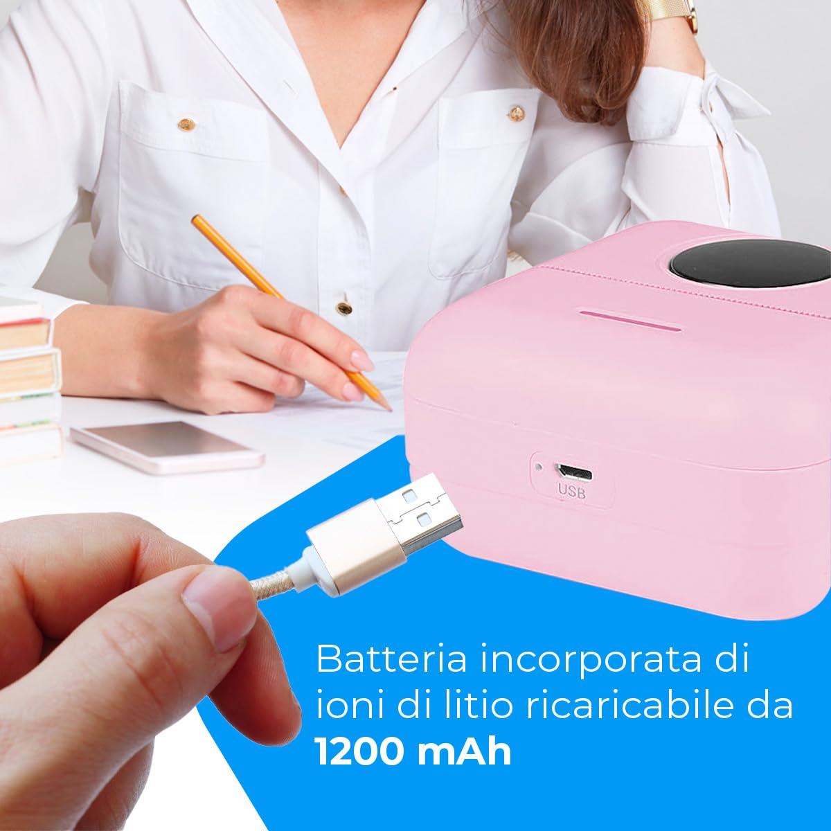NK Stampante Fotografica Portatile Termica Rosa Bluetooth