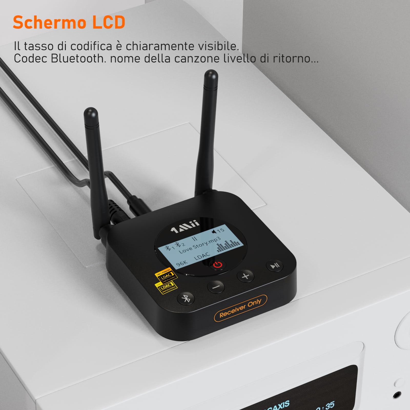 1Mii Bluetooth Receiver B06Pro+ ricevitore HiFi LDAC aptX HD AUX