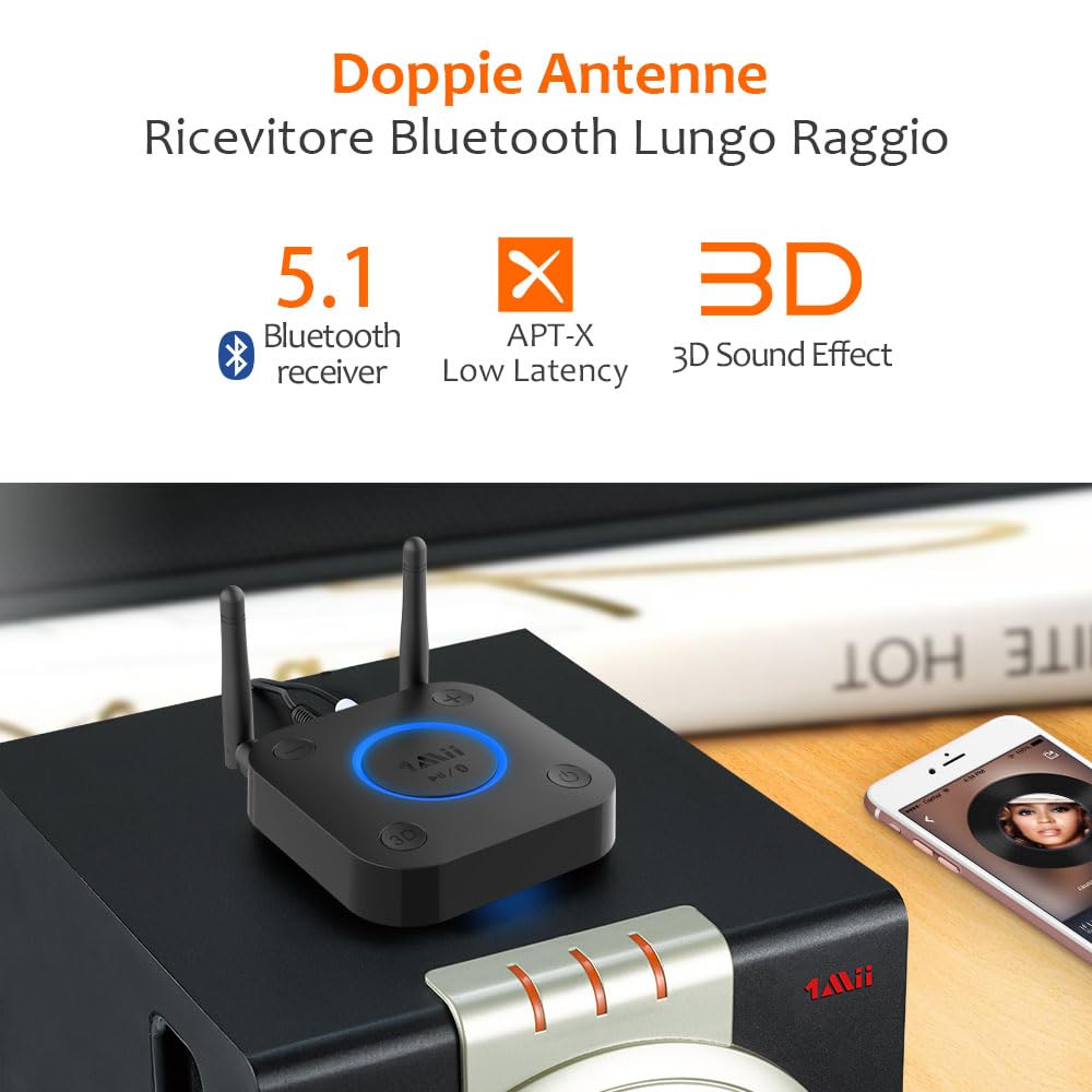 1Mii B06 Pro Ricevitore Bluetooth HiFi aptX LL 60m