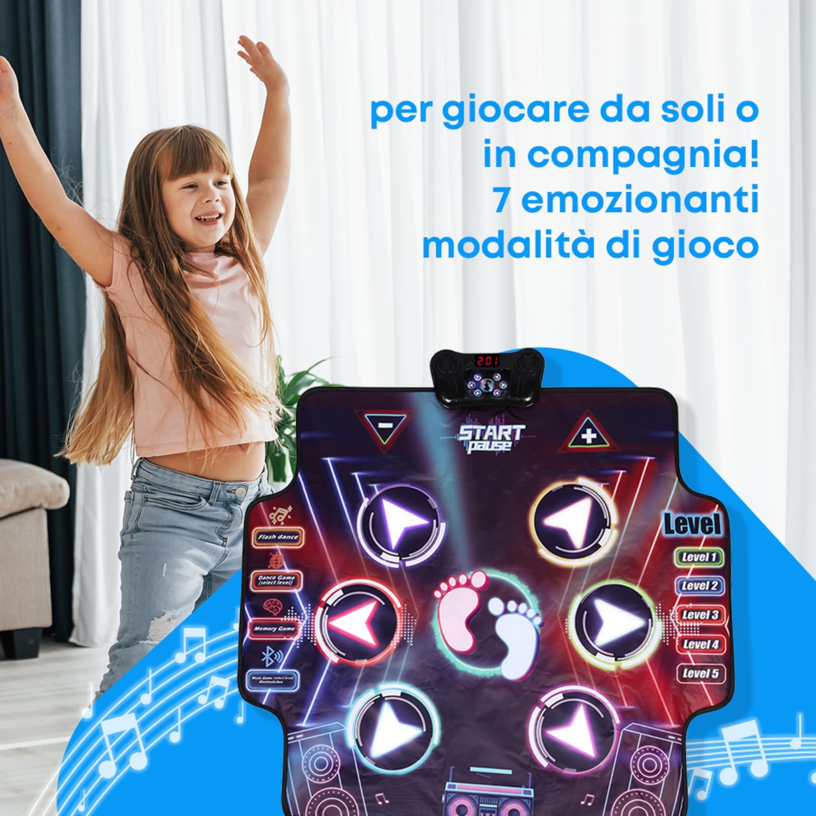 NK tappetino ballo bluetooth 100x89 cm 7 modalità