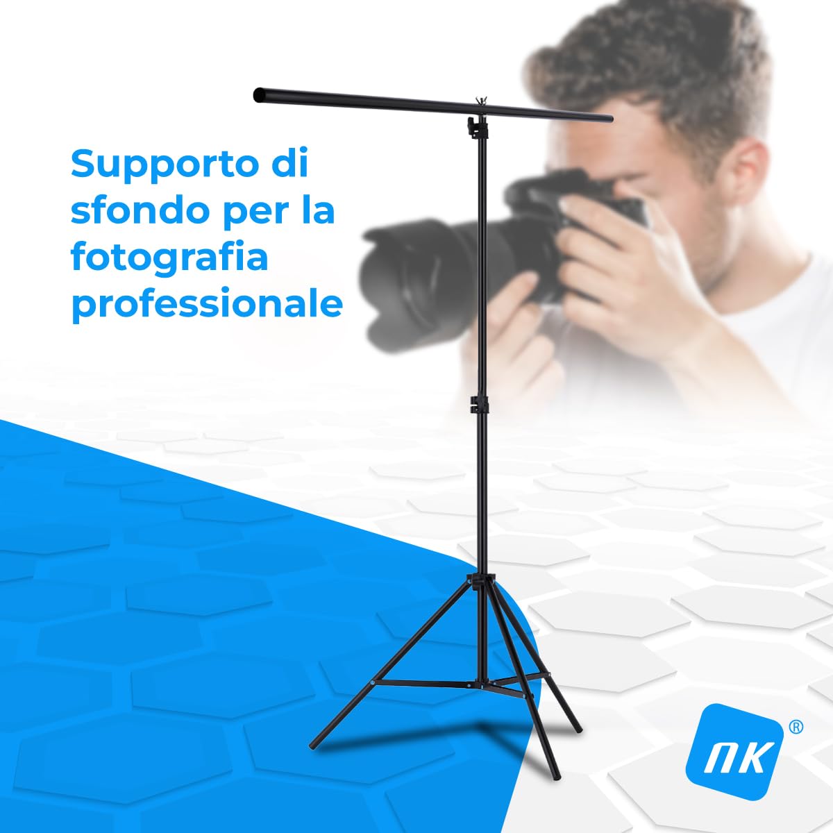 NK Supporto Sfondo Fotografico 1,5x2 m con Treppiede e Borsa