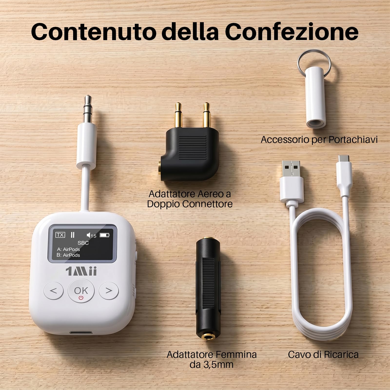 1Mii Bluetooth Transmitter Receiver SafeFly Min+ 2 Cuffie