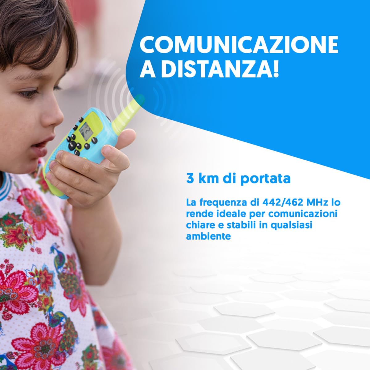NK walkie-talkie bambini blu/verde 22 canali 3 km torcia