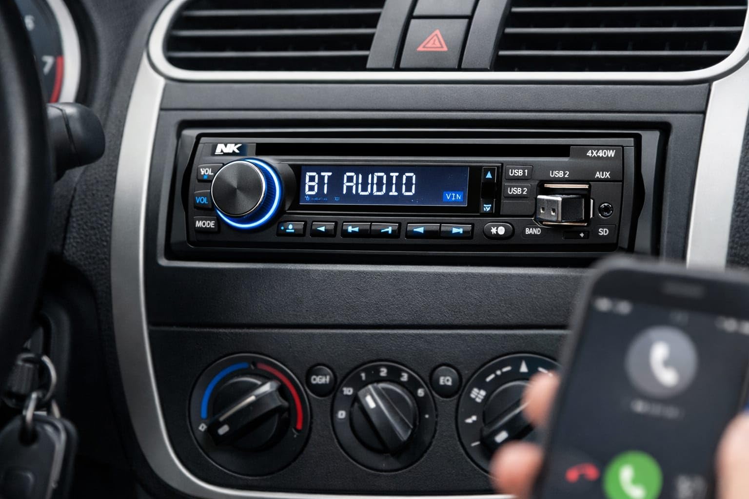 NK Radiocare Autoradio Bluetooth 1 DIN 4x40W