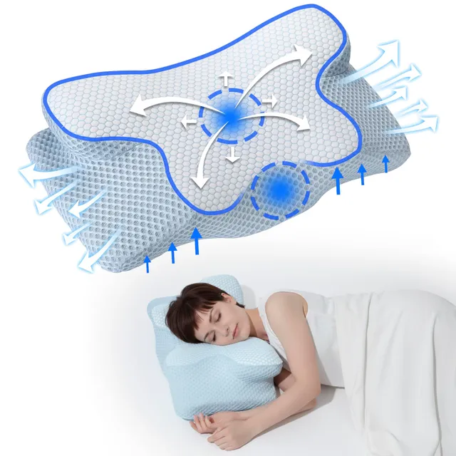 NK Cuscino Cervicale Memory 50D 60x34 Blu Bianco