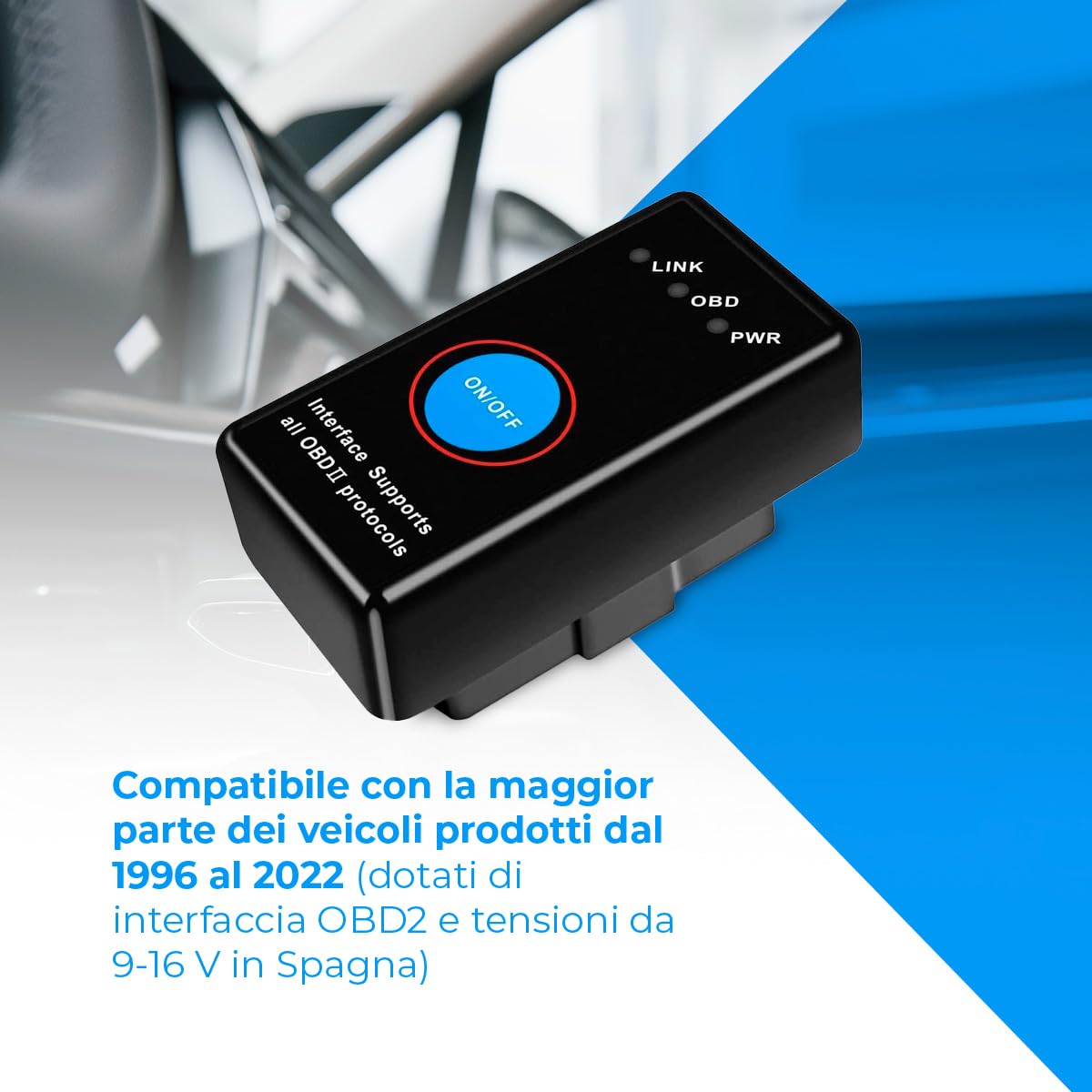 NK Automobile lettore OBD2 Bluetooth 4.0 con interruttore ON/OFF