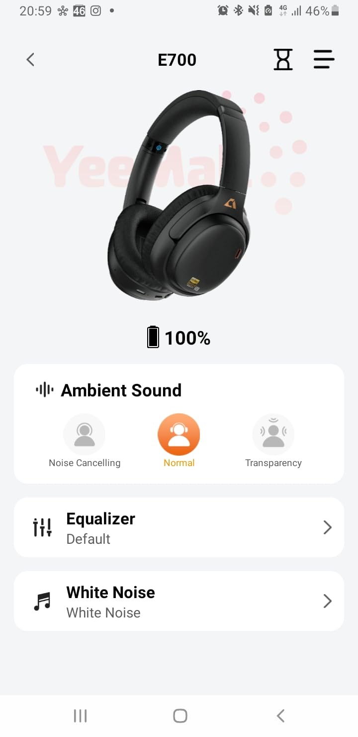 1Mii E700 Cuffie Bluetooth Over-Ear ANC Blu 75 Ore