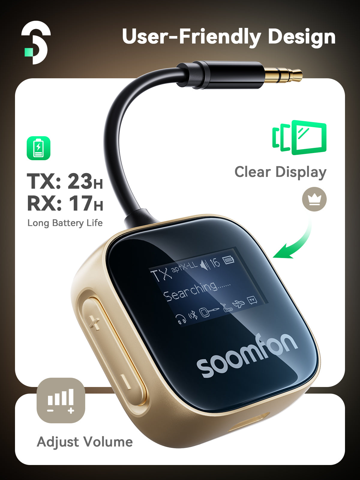 SOOMFON Bluetooth Transceiver trasmettitore Bluetooth aptX display