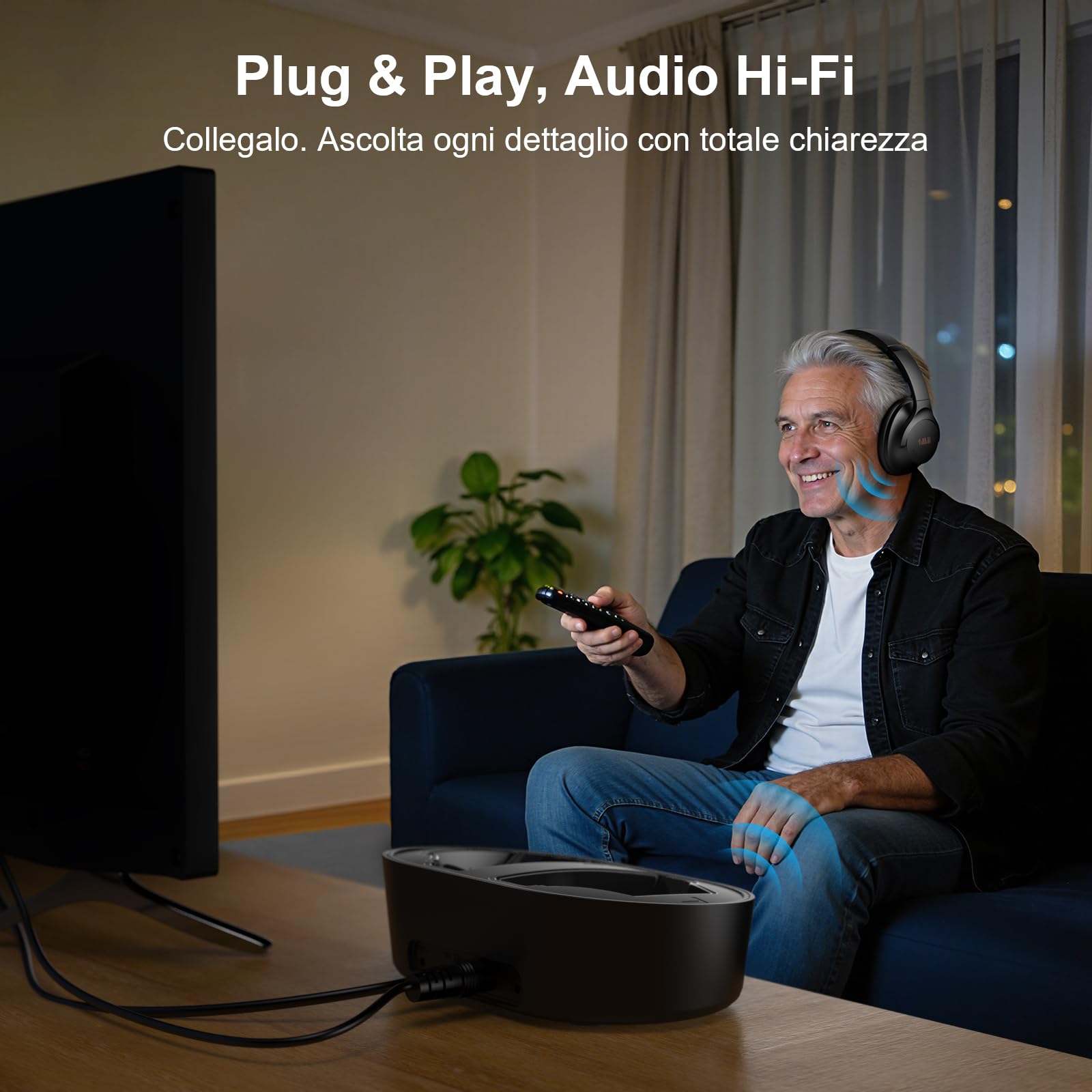 1Mii ClearLinkTV H3 Cuffie TV Wireless 75 Ore per Anziani