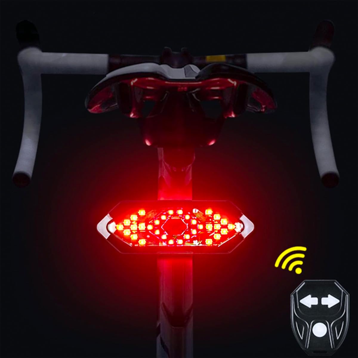 NK luce posteriore bici LED con frecce e telecomando USB