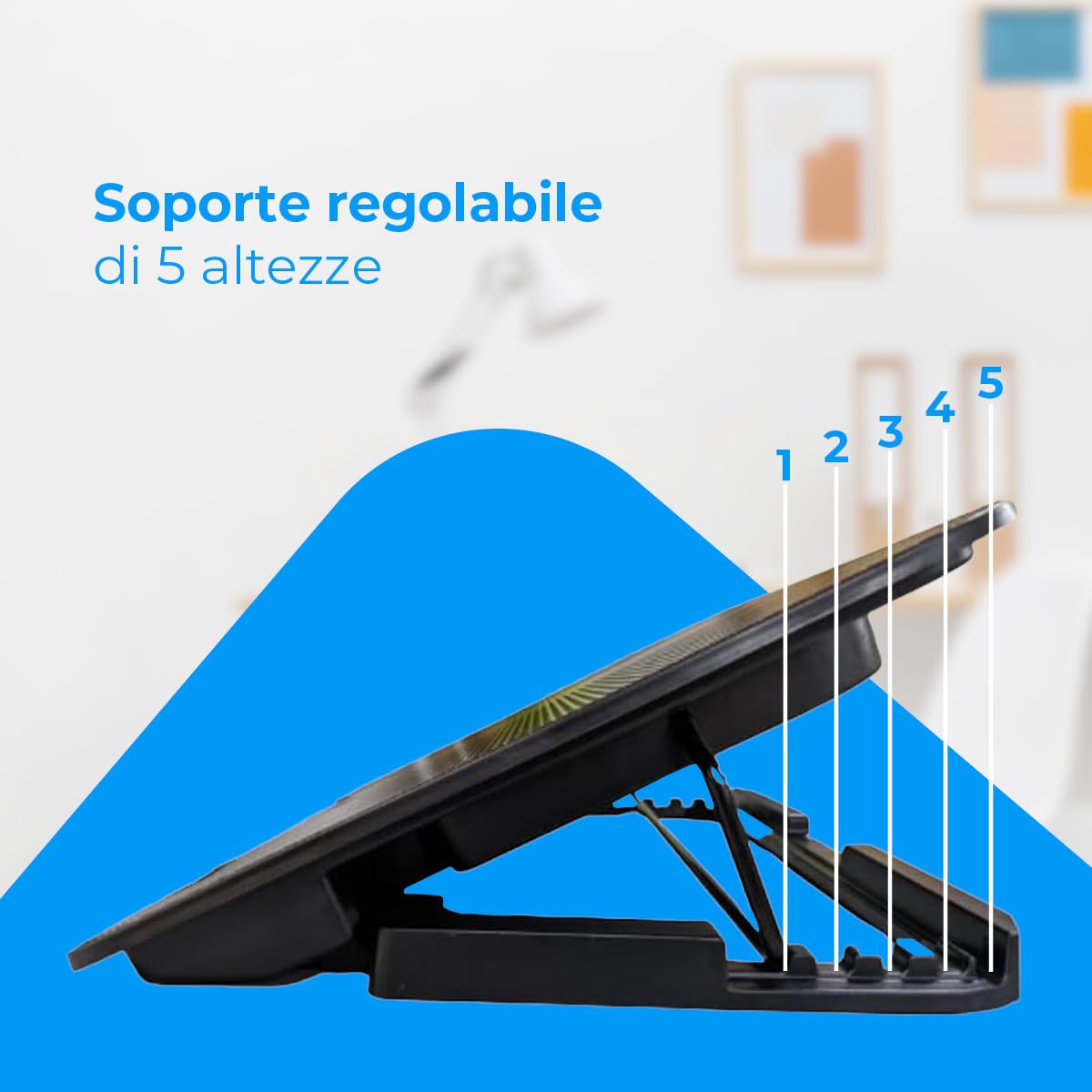 NK PC e Giochi Base Raffreddamento Laptop 6 Ventole LED Blu Nero