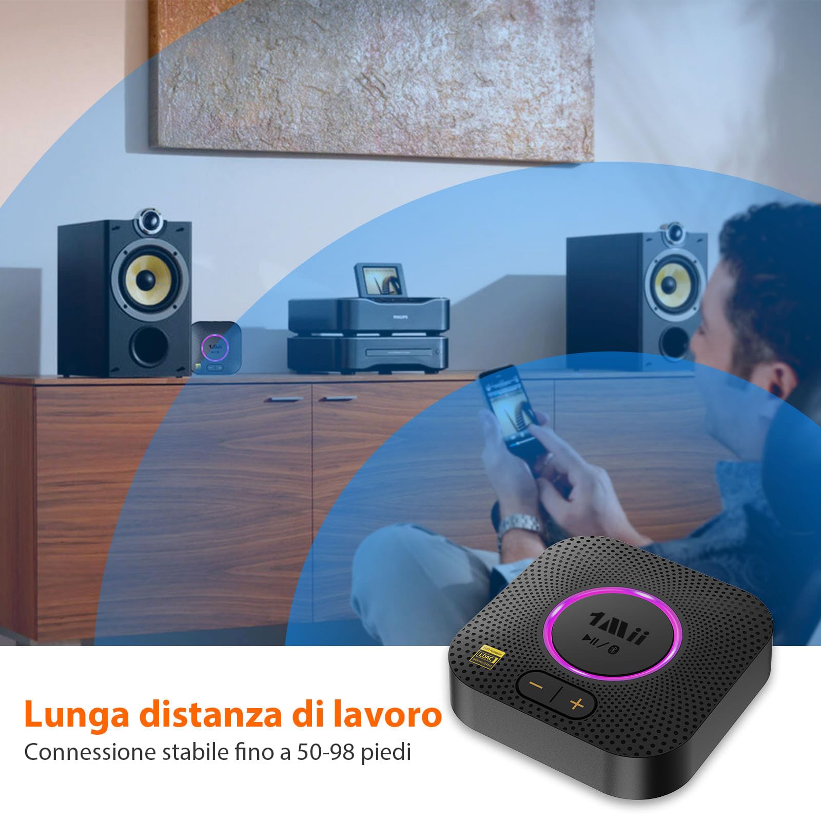 1Mii B06S+ Ricevitore Bluetooth 5.3 HiFi LDAC RCA AUX