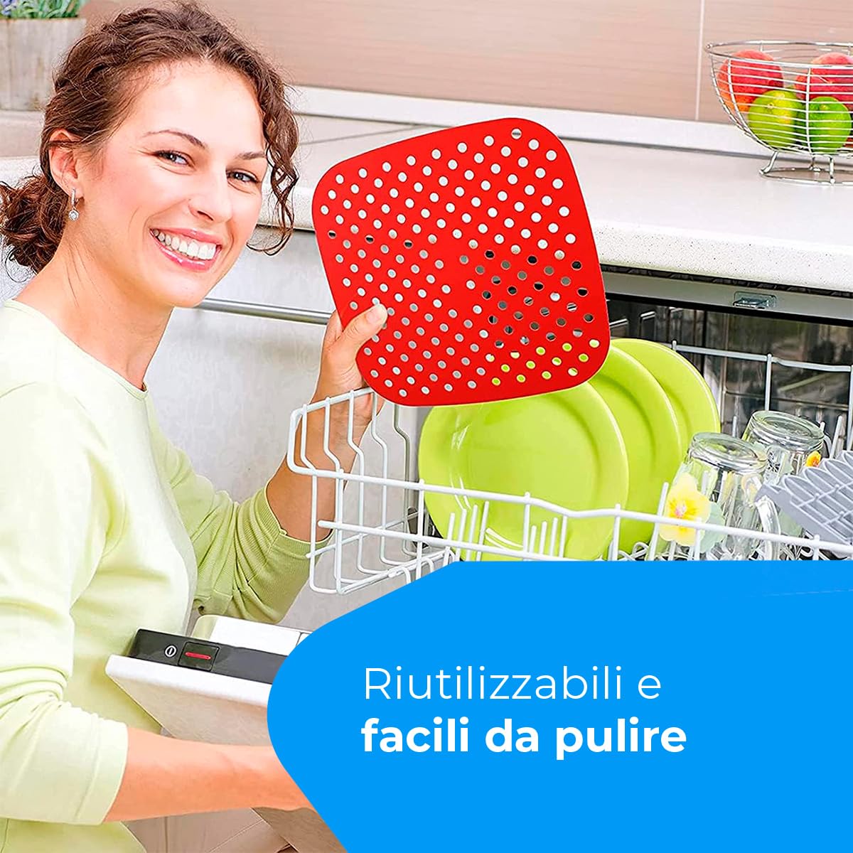 NK tappetino friggitrice ad aria quadrato 19cm 2x silicone