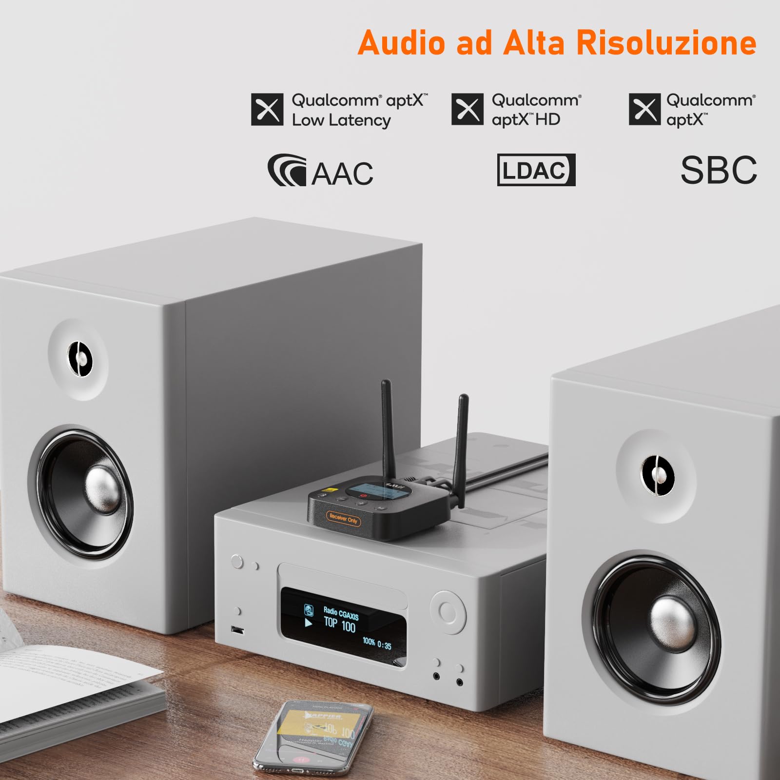 1Mii Bluetooth Receiver B06Pro+ ricevitore HiFi LDAC aptX HD AUX