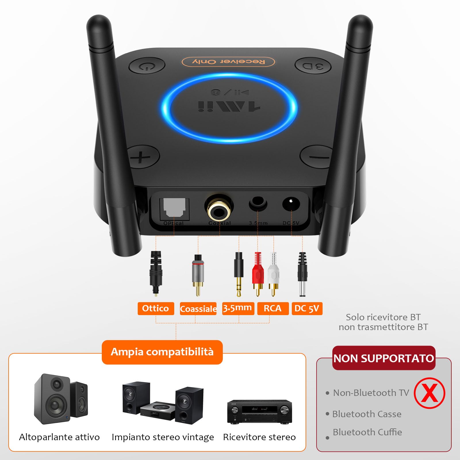 1Mii B06Pro Ricevitore Bluetooth HiFi aptX HD 60m