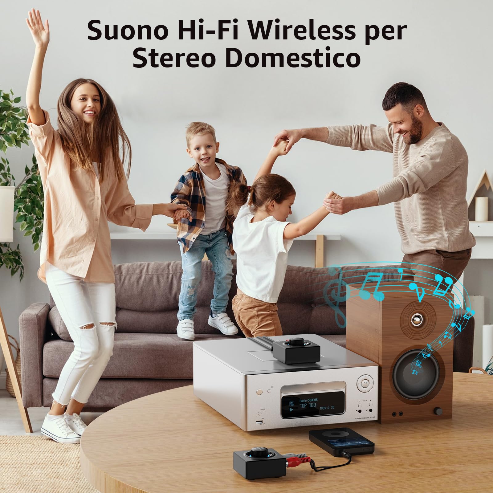 1Mii 2.4G Trasmettitore Ricevitore Audio Wireless 1TX+1RX Bassa Latenza