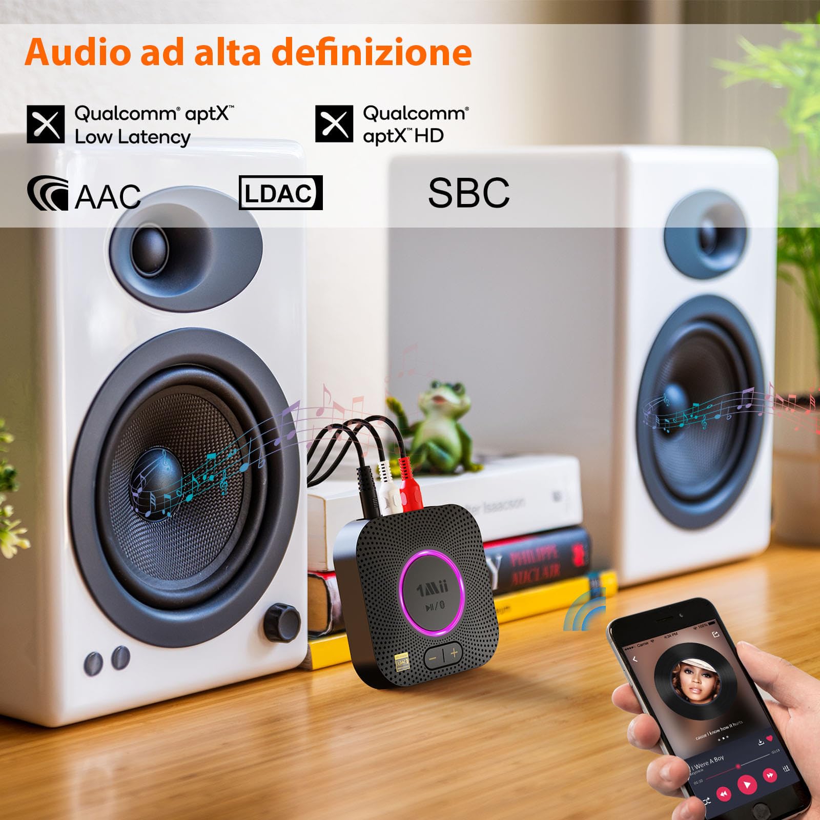 1Mii B06S+ Ricevitore Bluetooth 5.3 HiFi LDAC RCA AUX