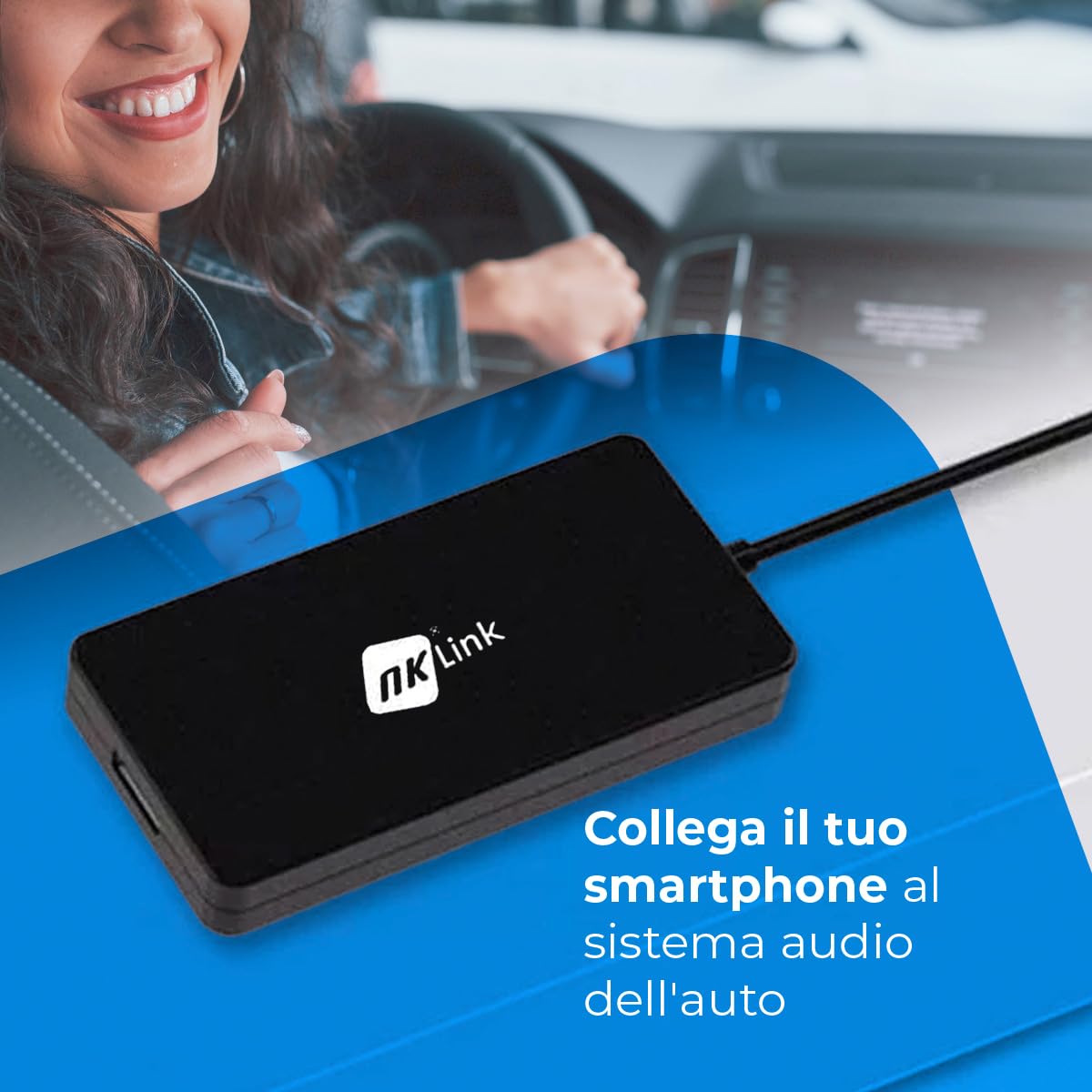 NK NK-LINKAND adattatore wireless CarPlay Android Auto blu
