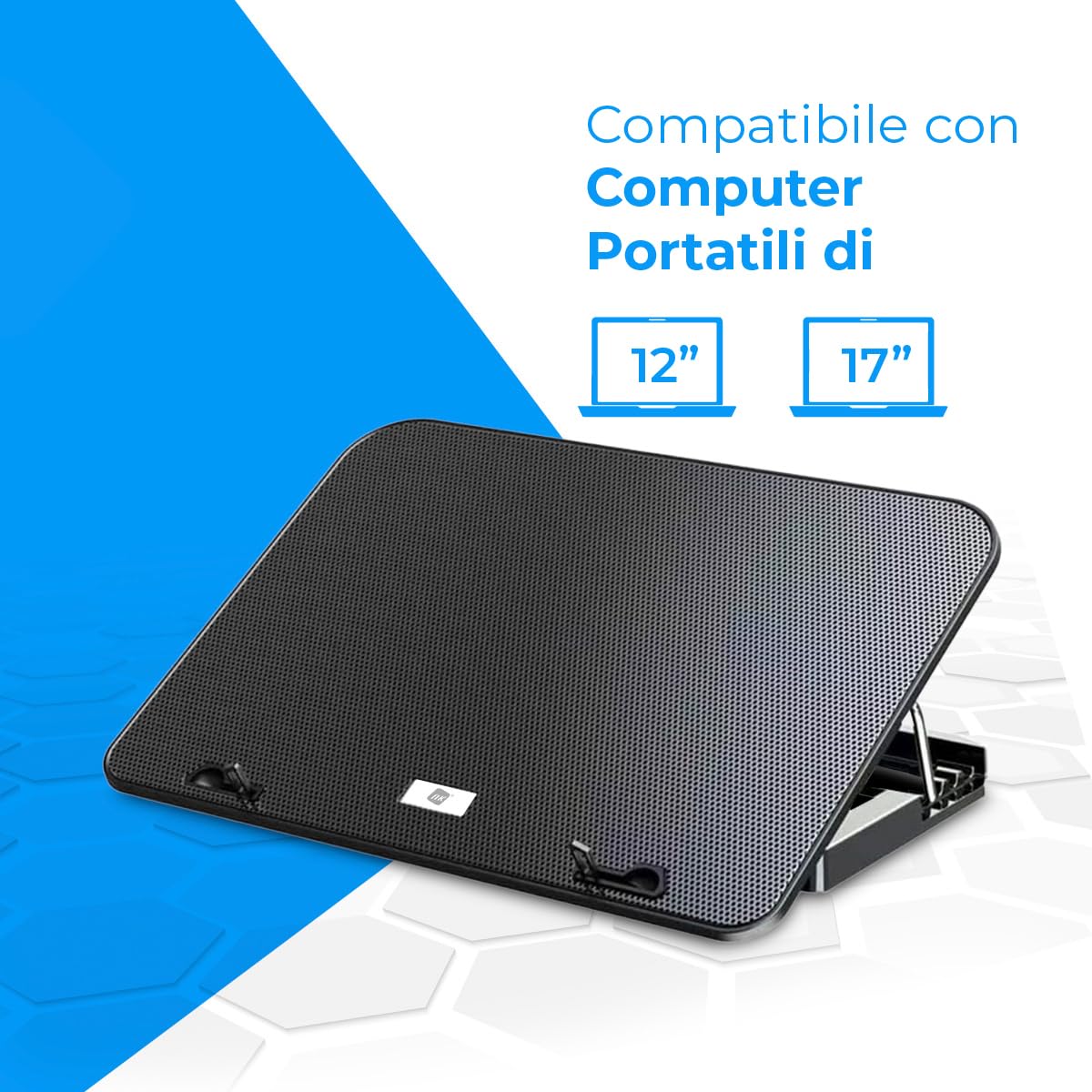 NK PC e Giochi Base Raffreddamento Laptop 6 Ventole LED Blu Nero