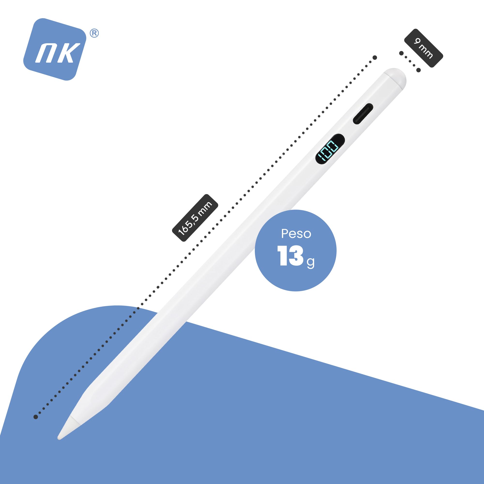 NK Penna per iPad Nero Magnetica 9 Ore LED