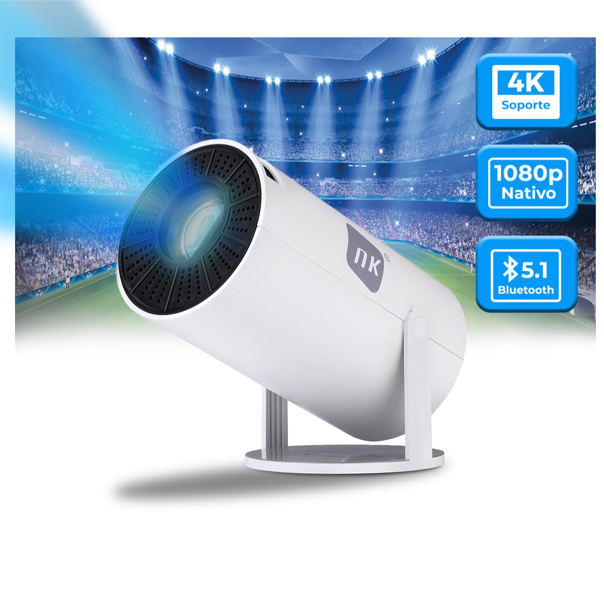 NK Mini Proiettore Portatile Full HD 1080P 4K WiFi 180°