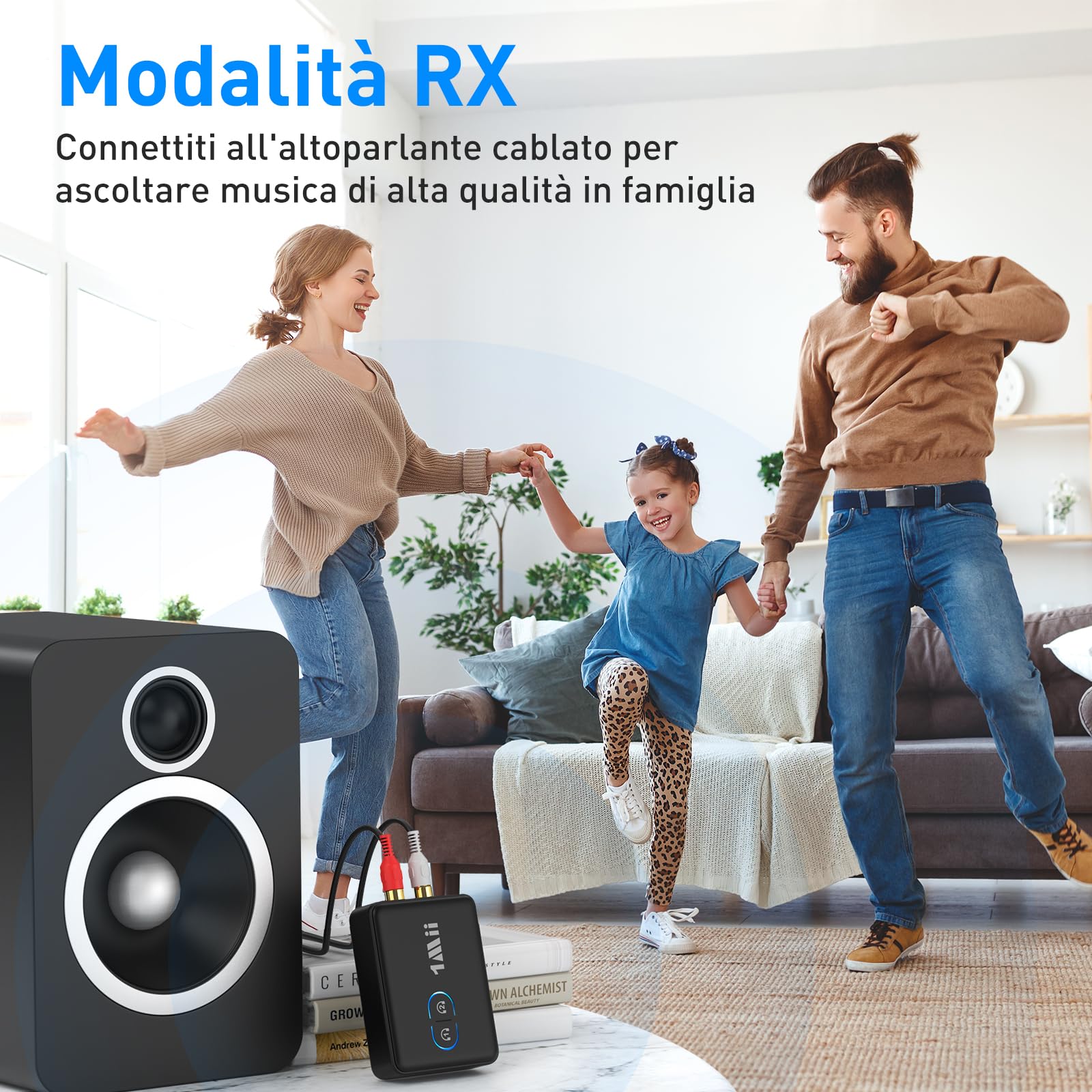 1Mii ML302+ Trasmettitore Ricevitore Bluetooth AUX RCA 30 Ore